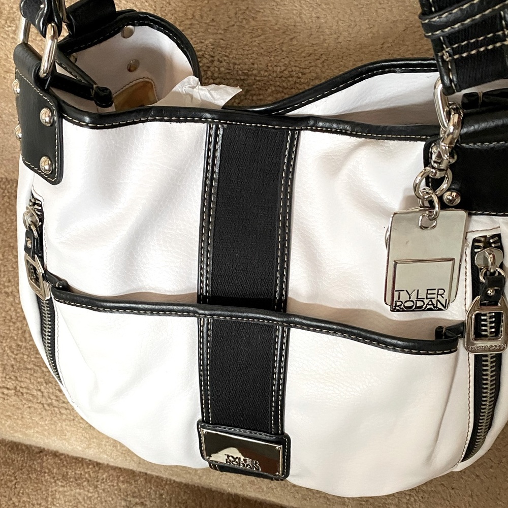 Tyler Rodan black and white satchel
